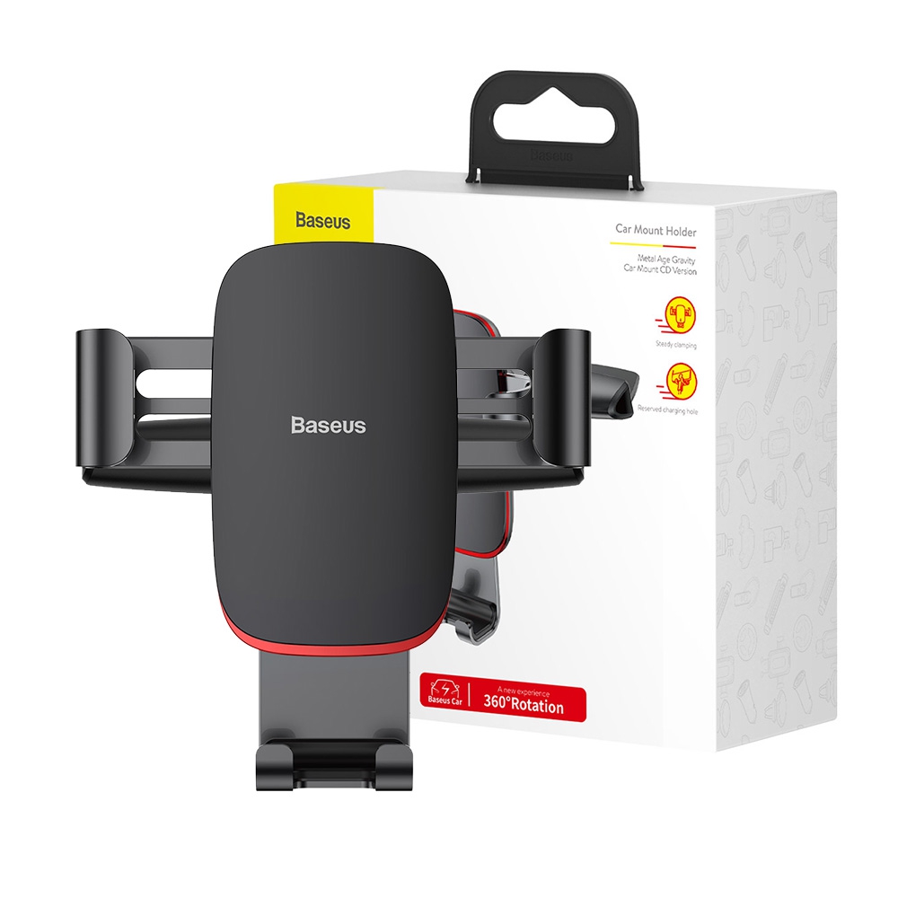 Baseus Metal Age Gravity Car Mount (CD Version) (SUYL-J01/SUYL-J0S)-Black