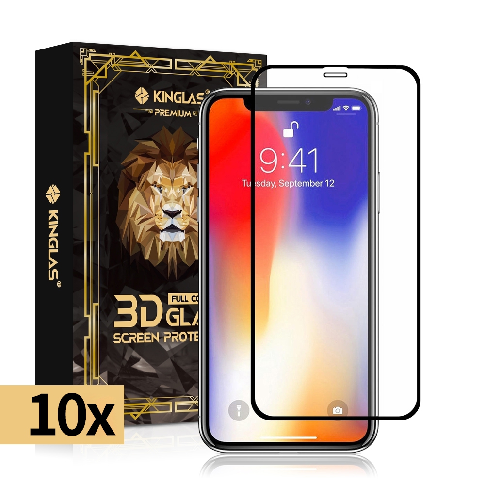 Kinglas 10 Packs Full Coverage Tempered Glass Screen Protector For iPhone XR / 11