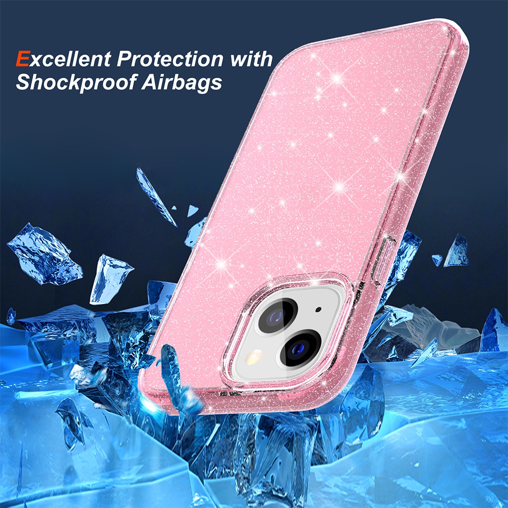 Ultimate Glitter Shockproof Case Cover for iPhone 14-Clear Pink