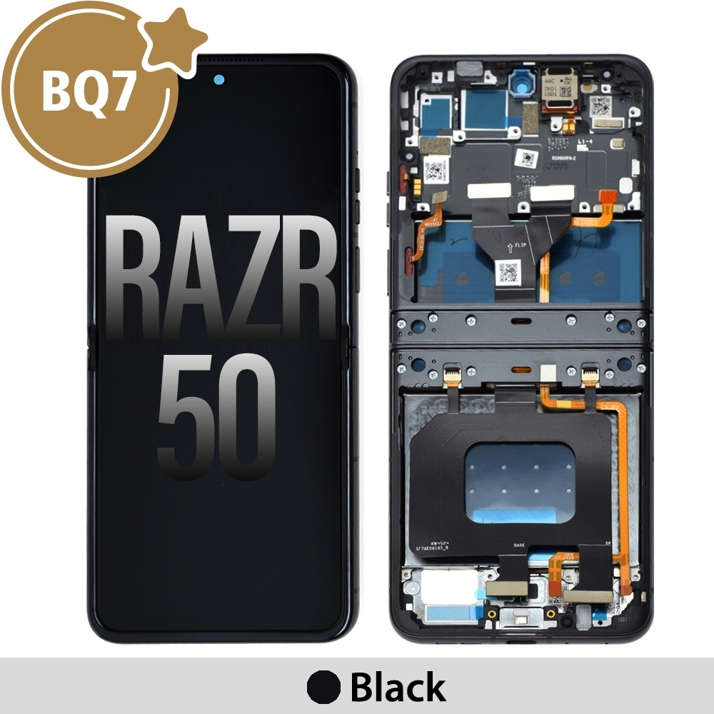 BQ7 OLED Assembly Replacement with Frame for Motorola Moto Razr 50- Black