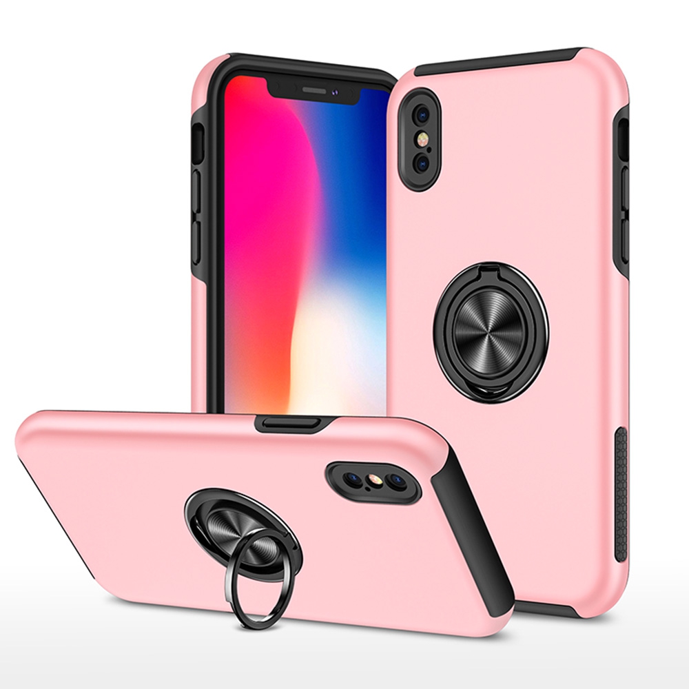 Magnetic Ring Holder Shockproof Cover Case for iPhone X / XS-Navy