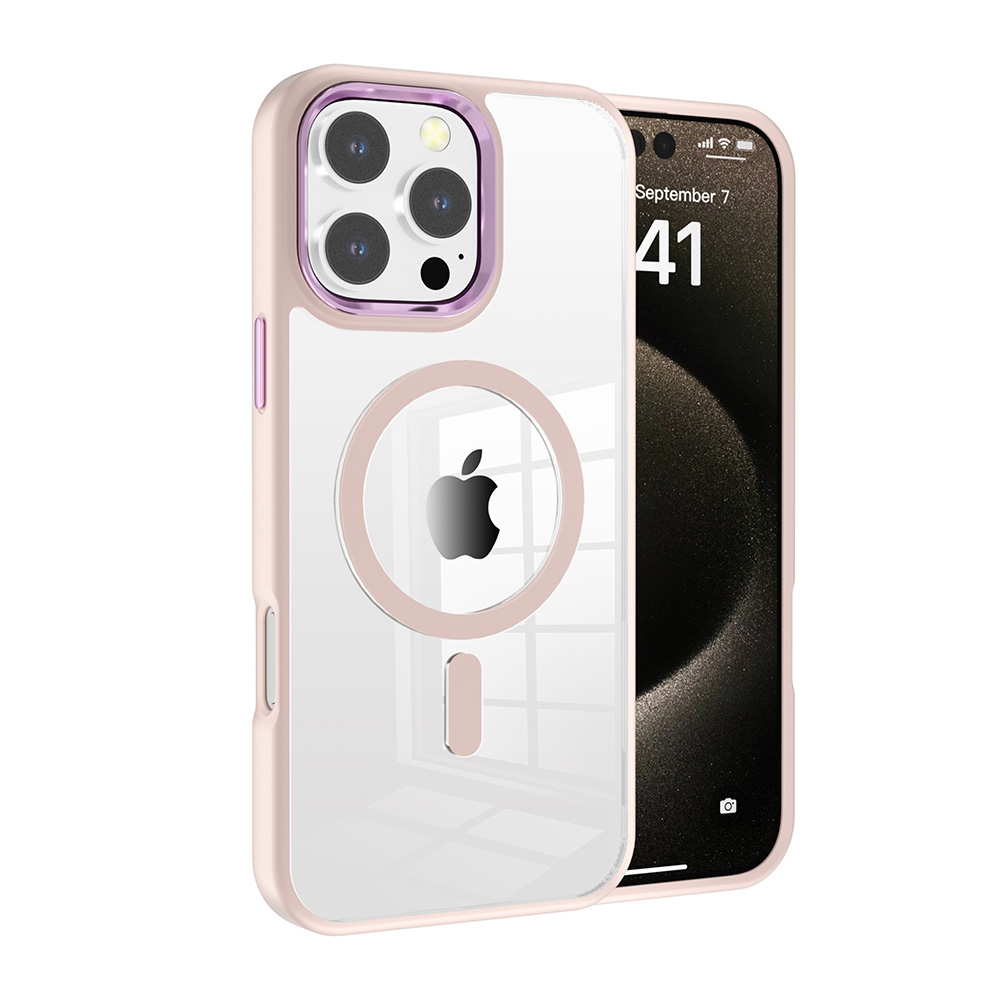 Redefine Metal Camera Lens Magnetic Transparent Magsafe Case for iPhone 16 Pro-Black