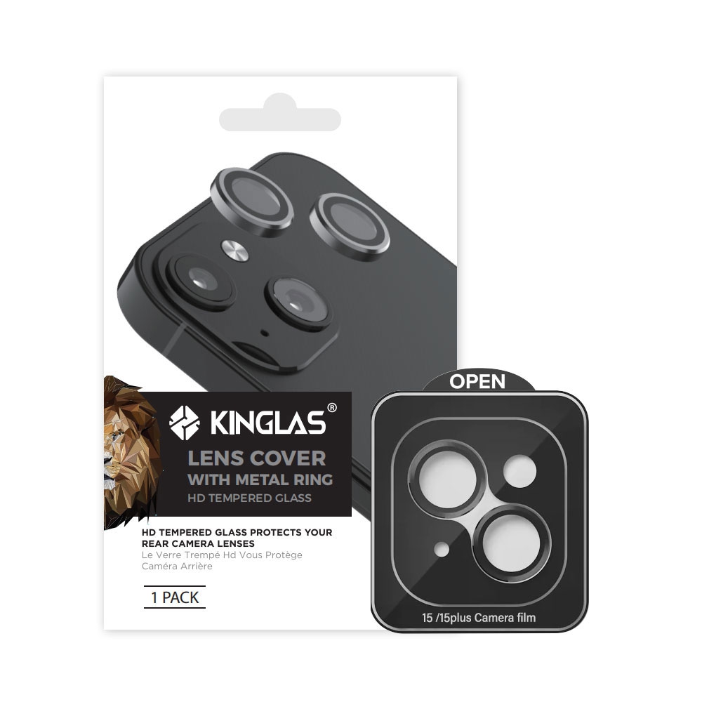Kinglas Camera Lens Protector for iPhone 15 / 15 Plus (Set of 2)-Graphite