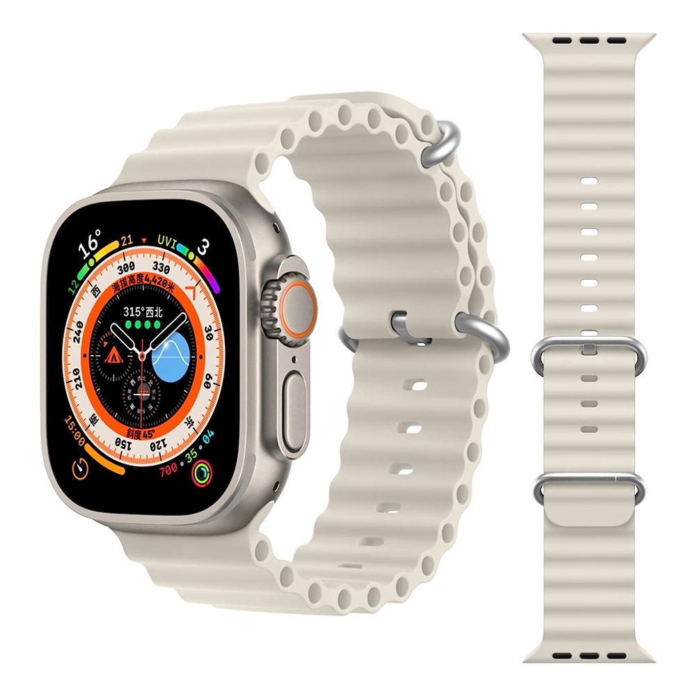 REDEFINE Ocean Silicone Sport Watch Band for Apple Watch S1 S2 S3 (42mm) / S4 S5 S6 SE (44mm) / S7 S8 S9 (45mm) / Ultra1 Ultra2 Ultra3 (49mm)