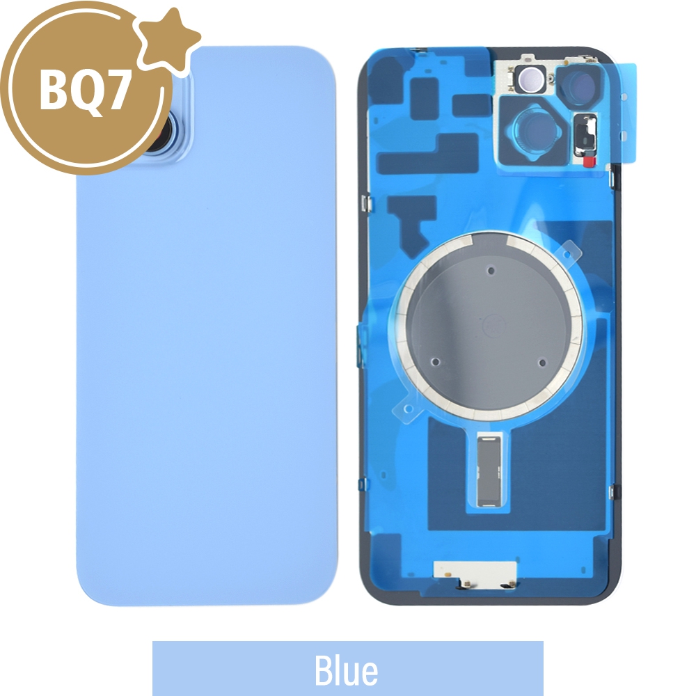 BQ7 Rear Cover Glass with Camera Lens Glass and Magsafe Magnet for iPhone 14 Plus (NO LOGO)-Blue