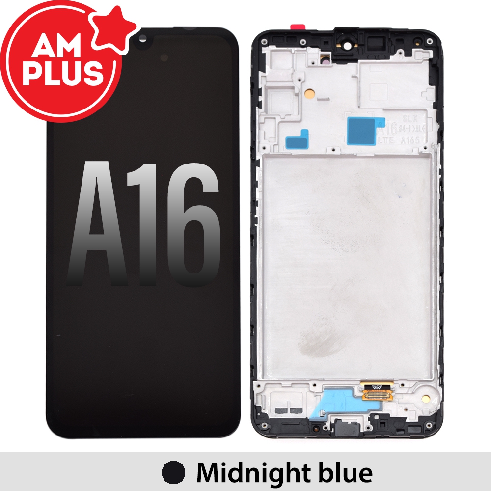 AMPLUS OLED Screen Replacement Digitizer with Frame for Samsung Galaxy A16 4G A165F-Midnight blue