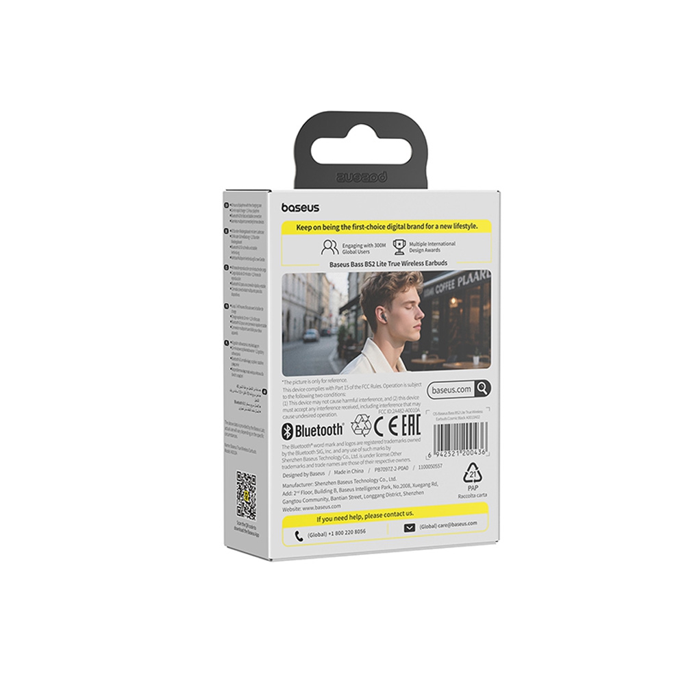 Baseus Bass BS2 Lite Wireless Earbuds-White