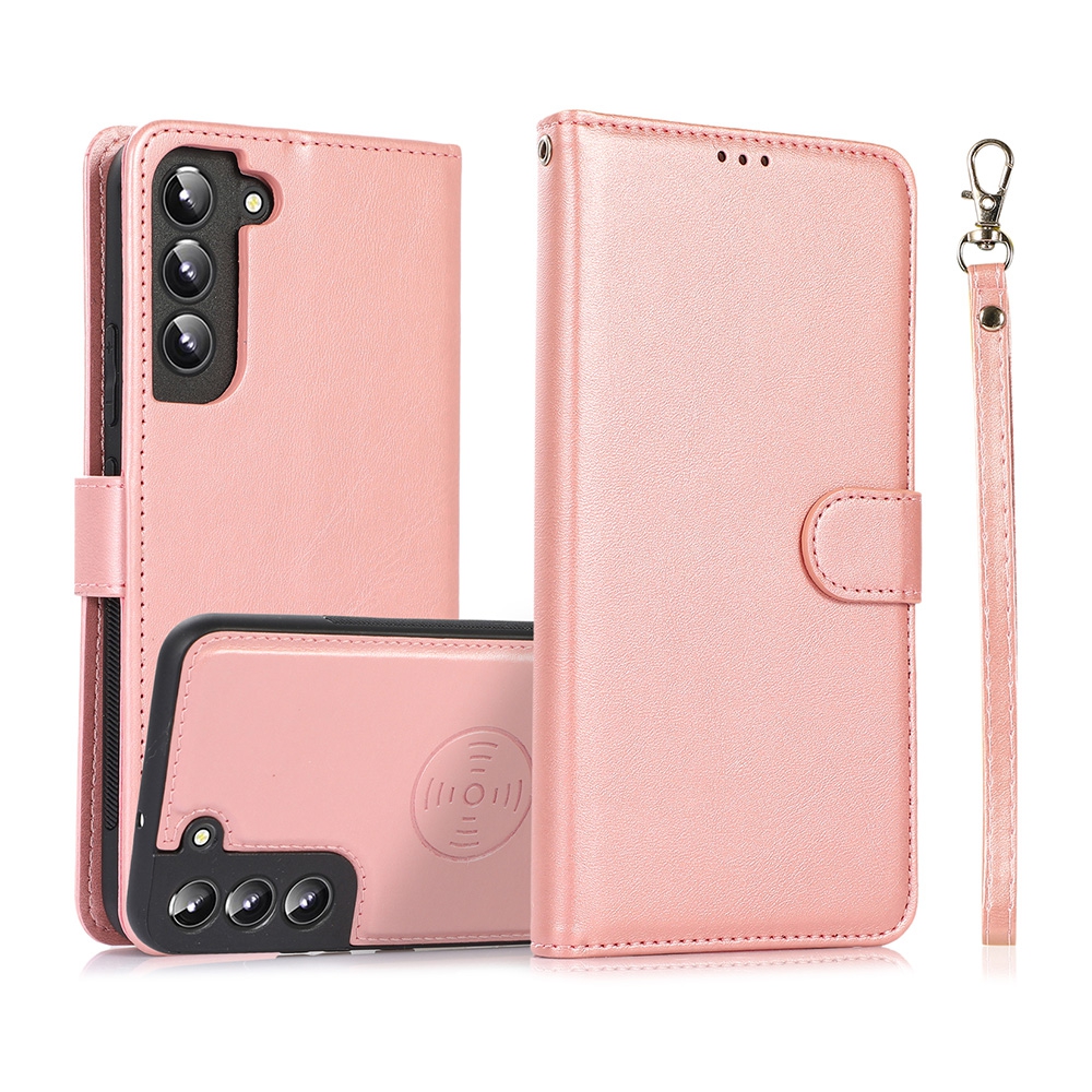 Magnetic Split PU Leather Flip Wallet Cover Case for Samsung Galaxy S22 Plus-Black
