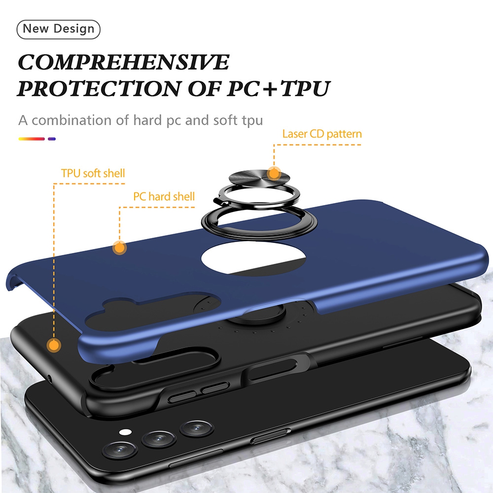 Magnetic Ring Holder Shockproof Cover Case for Samsung Galaxy A25-Navy