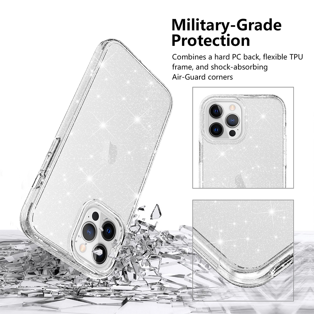 Ultimate Glitter Shockproof Case Cover for iPhone 13 Pro Max-Clear Black