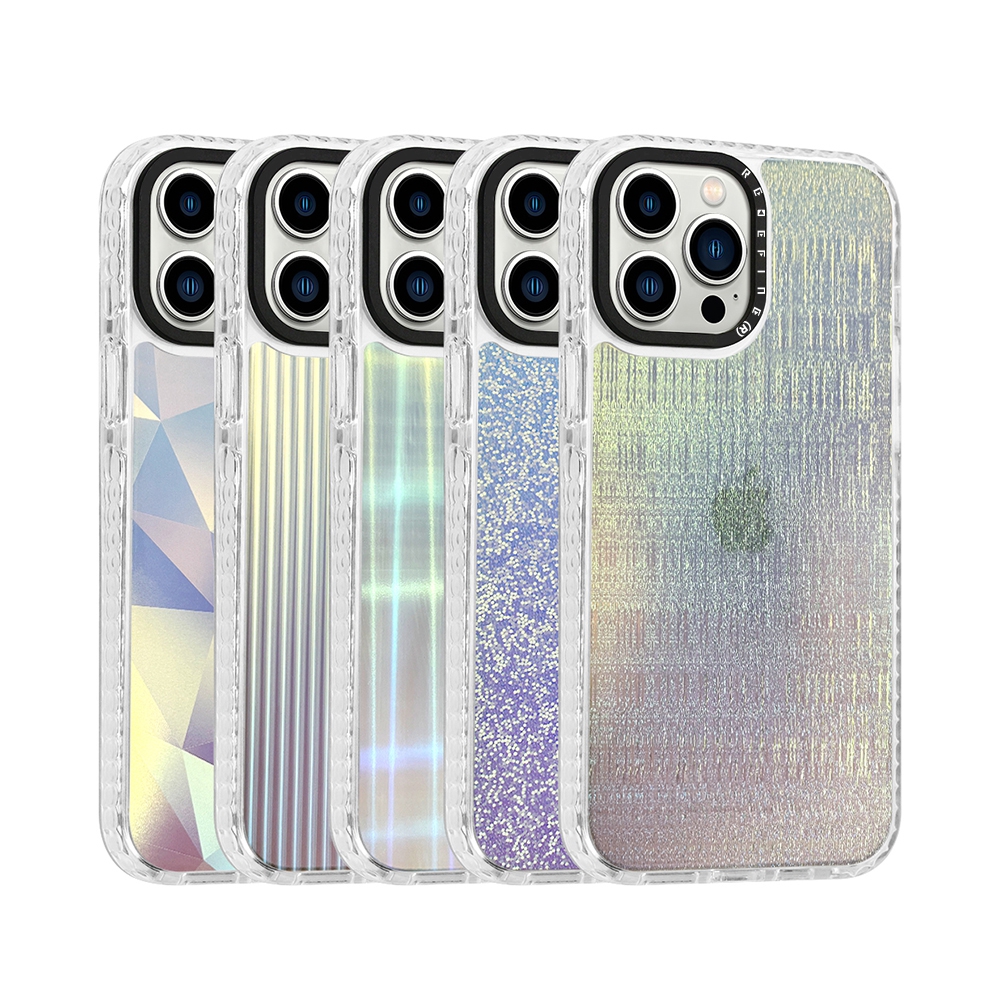 Picasus Laser Iridescent Transparent Cover Case for iPhone 14 Pro Max-Groove