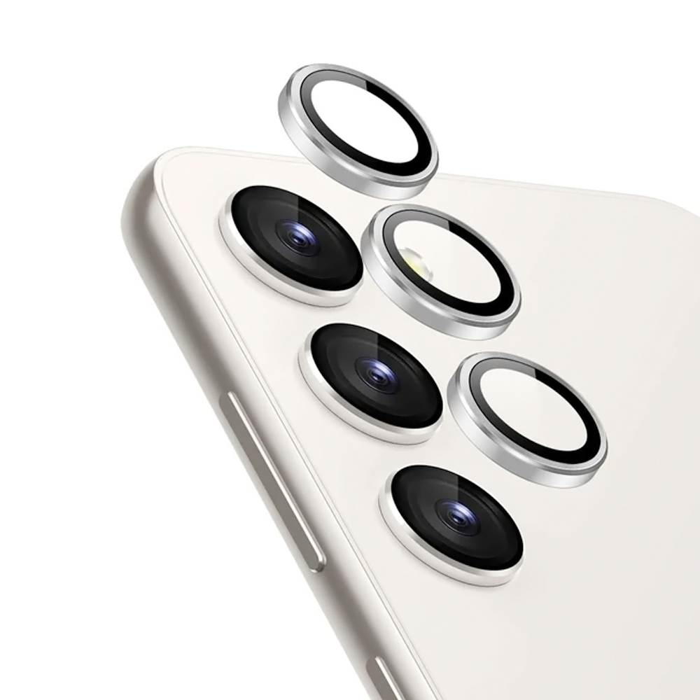 Kinglas Metal Ring HD Tempered Glass Camera Lens Protector Film for Samsung Galaxy S25 Plus-Black