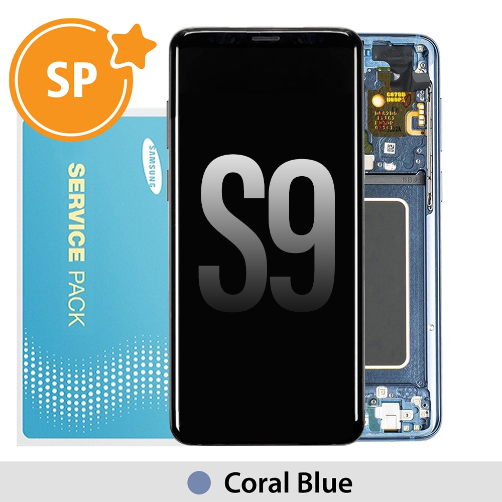 Samsung Galaxy S9 G960F OLED Screen Replacement with Frame GH97-21696D (Service Pack)-Coral Blue