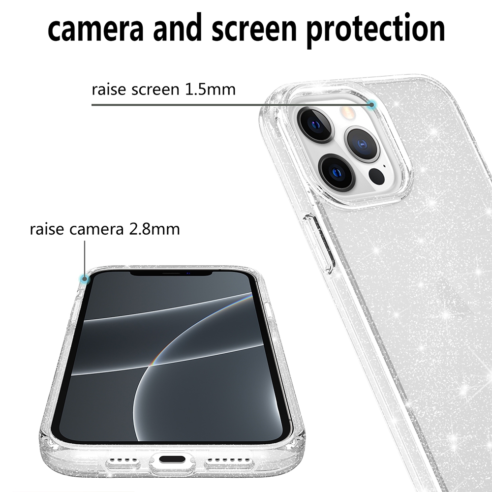 Ultimate Glitter Shockproof Case Cover for iPhone 13 Pro Max-Clear Black