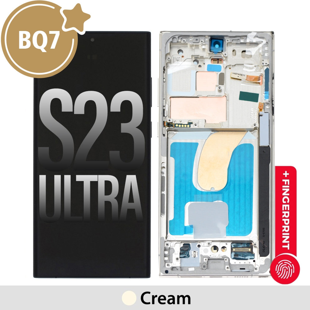 Samsung Galaxy S23 Ultra 5G S918B BQ7 OLED Screen Replacement with Frame -Cream (1:1 screen size. as the same as original screen)