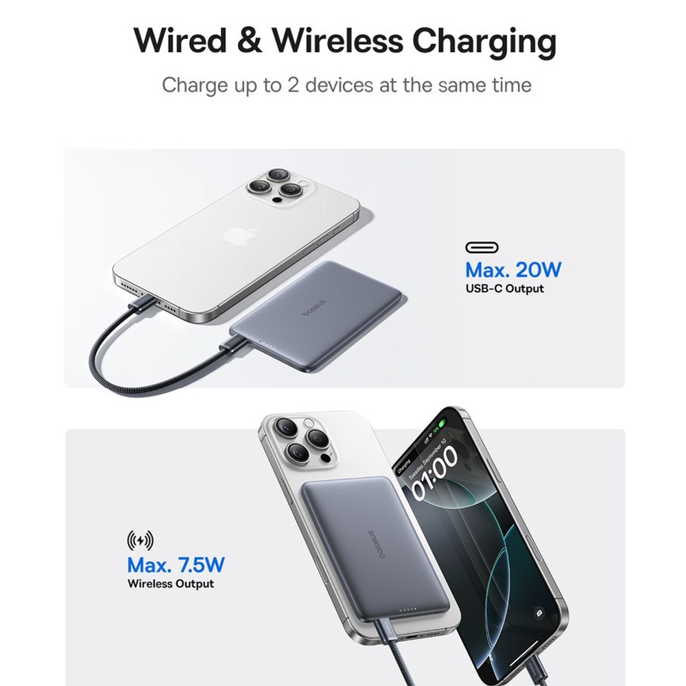 Baseus PicoGo AM41 Ultra-Slim Magnetic Power Bank 5000mAh 20W -Cosmic Black