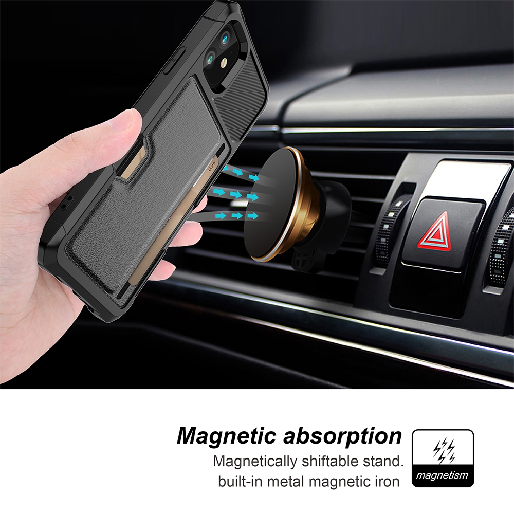 Magnetic Anti-fall Protection Case With Card Slot for iPhone 12 / 12 Pro (6.1'')