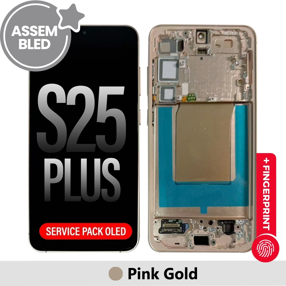 ASSEMBLED OLED Screen Replacement with Frame for Samsung Galaxy S25 Plus S936B-Pink Gold (SERVICE PACK SCREEN BUT REFURBISH FRAME ASSEMBLED BY CRAZY)