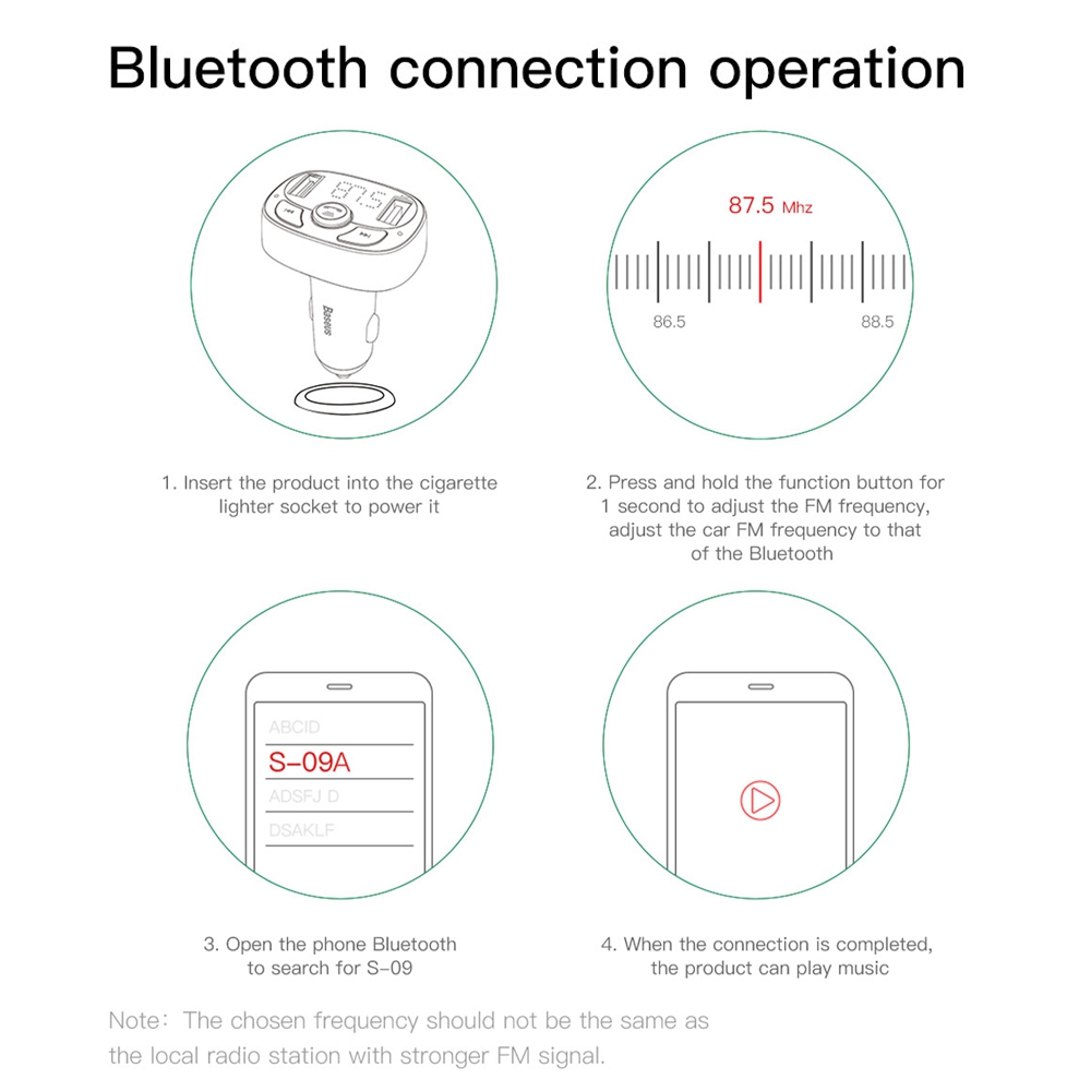 Baseus T Typed S-09A Bluetooth MP3 Car Charger