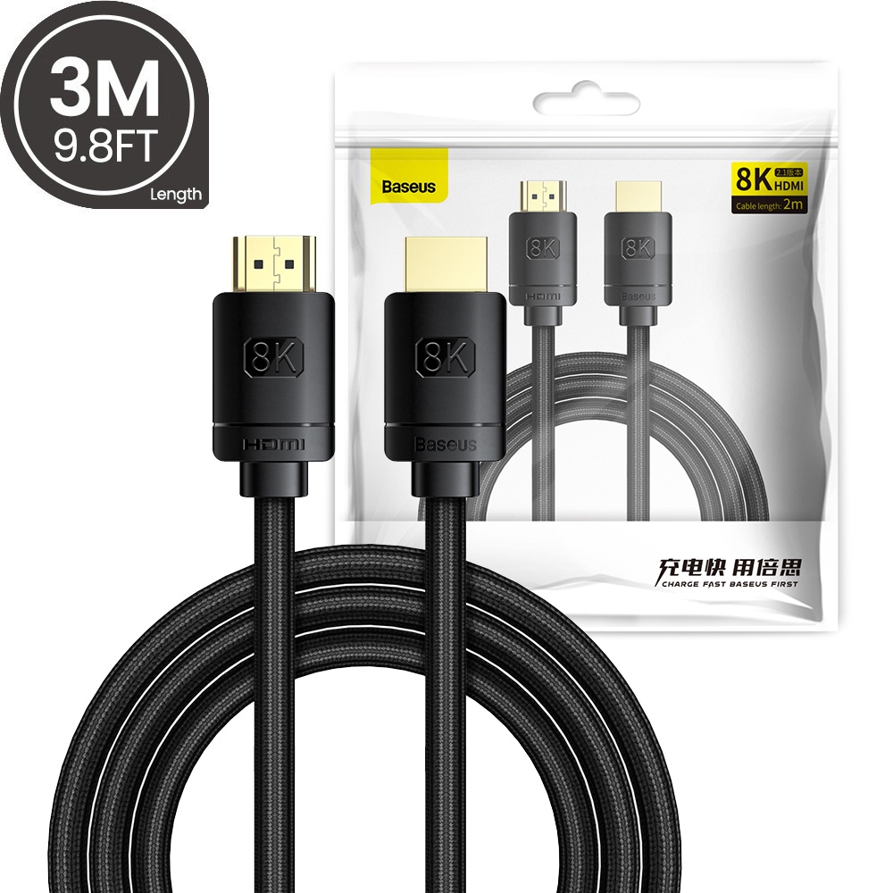 Baseus High Definition Series HDMI 8K to HDMI 8K Adapter Cable 3M-Black