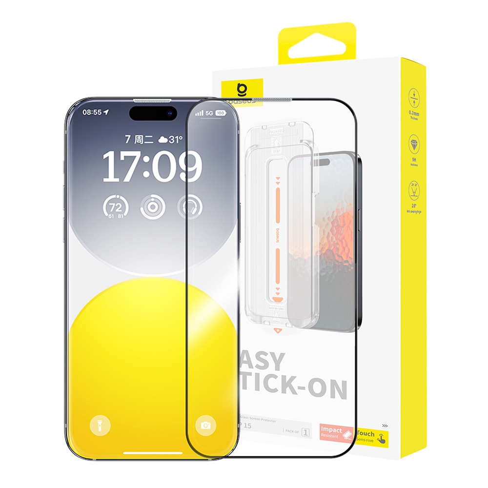  iPhone 15 Baseus Sapphire Series HD Tempered Glass Screen Protector (with Dust Filter)