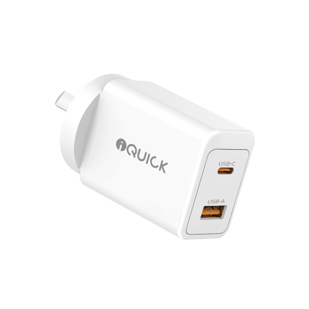 iQuick GaN II 45W PD3.0+QC3.0 Dual Ports Charging Adapter