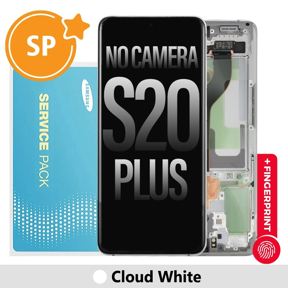 Samsung Galaxy S20 Plus 5G G986 OLED Screen Replacement with Frame GH82-22134B/GH82-31441B/GH82-31442B (Service Pack)-Cloud White