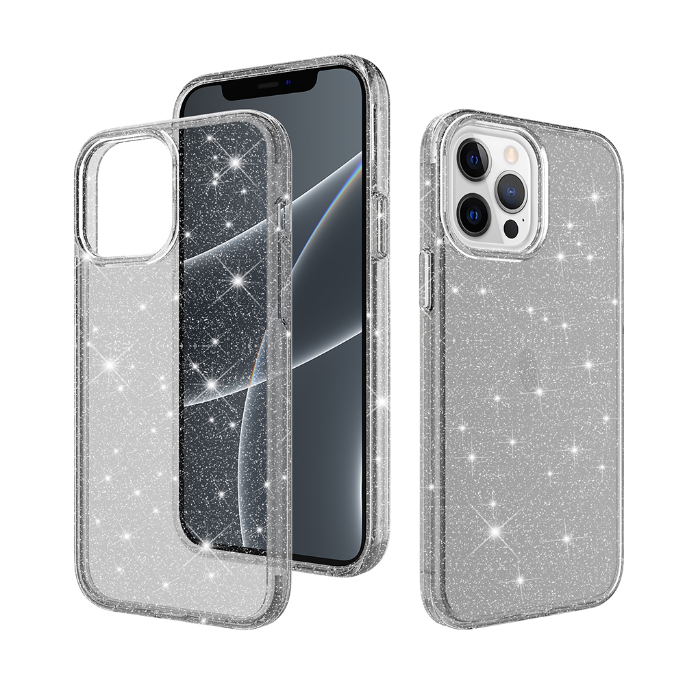 Ultimate Glitter Shockproof Case Cover for iPhone 13 Pro Max-Clear Black