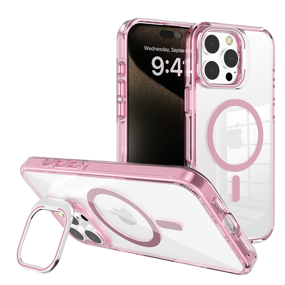 REDEFINE Lens Flip Stand Transparent Magsafe Case for iPhone 16e-Black