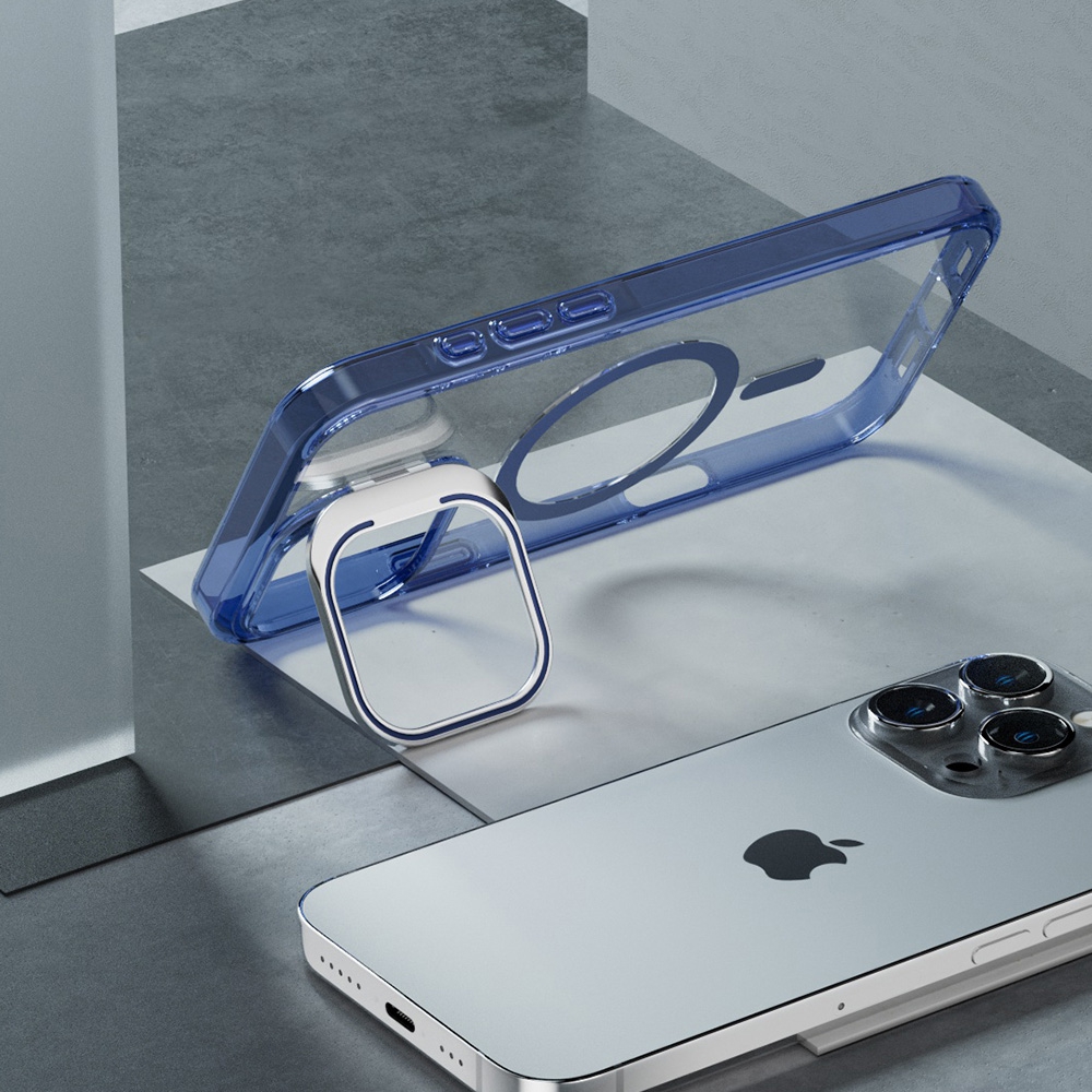 REDEFINE Lens Flip Stand Transparent Magsafe Case for iPhone 16e-Black