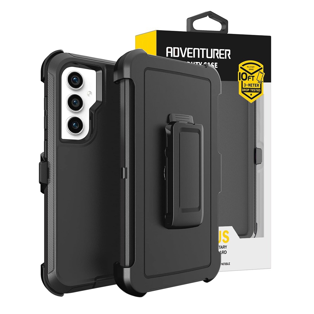 Shockproof Robot Armor Hard Plastic Case with Belt Clip for Samsung Galaxy S24 Plus / S25 Plus-Black