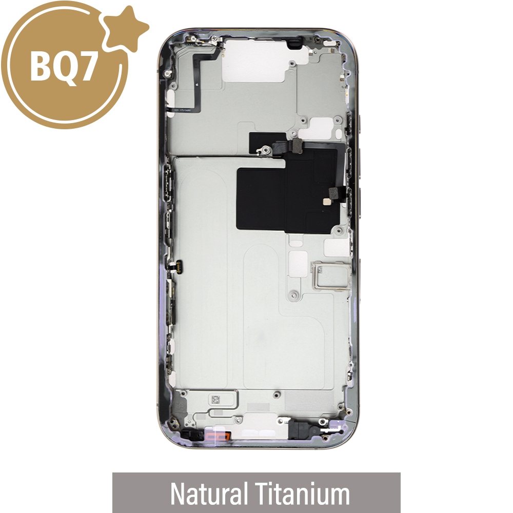 BQ7 Chassis Mid Frame Cover Replacement Assembly for iPhone 16 Pro-Natural Titanium (With SIM Tray Version)