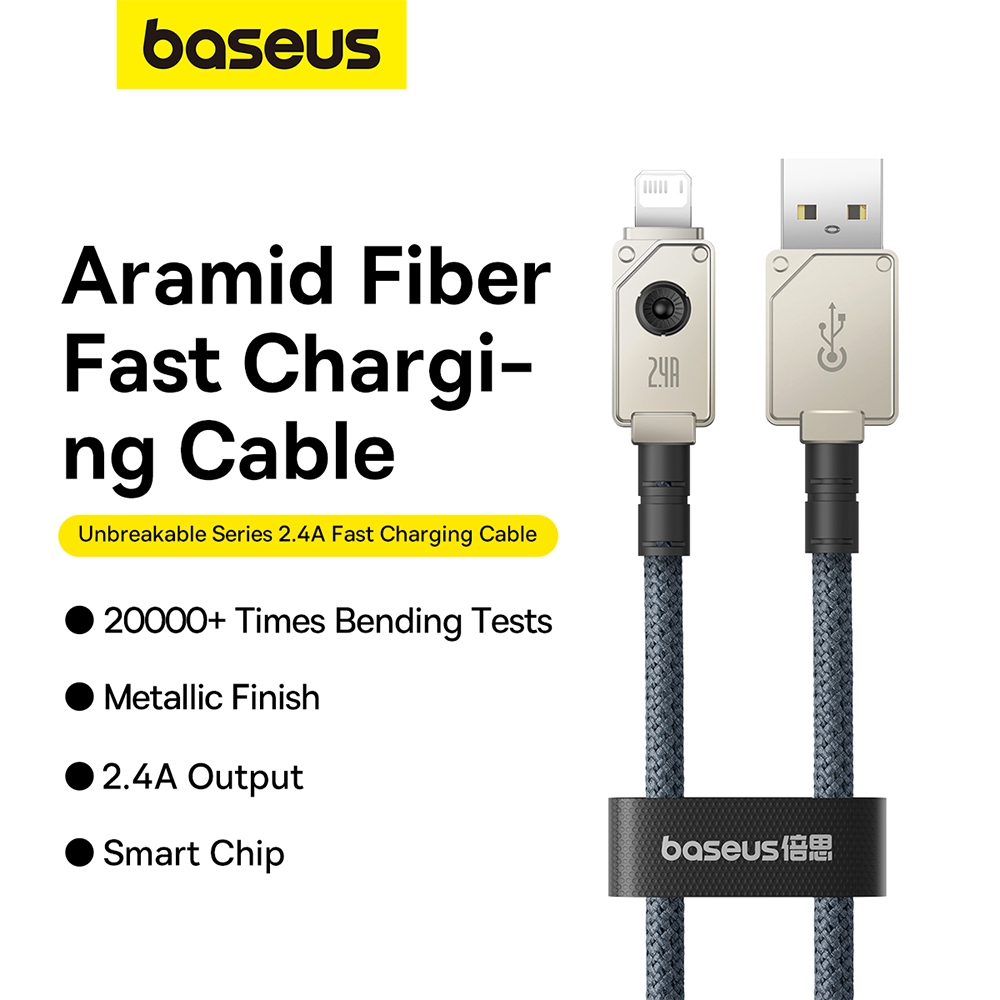 Baseus Unbreakable Series Fast Charging Data Cable USB to iP 2.4A 1m-Black