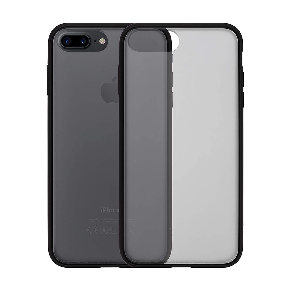 Transparent Frosted PC Colorful TPU Bumper Case for iPhone 6 Plus / 6S Plus / 7 Plus / 8 Plus-Red