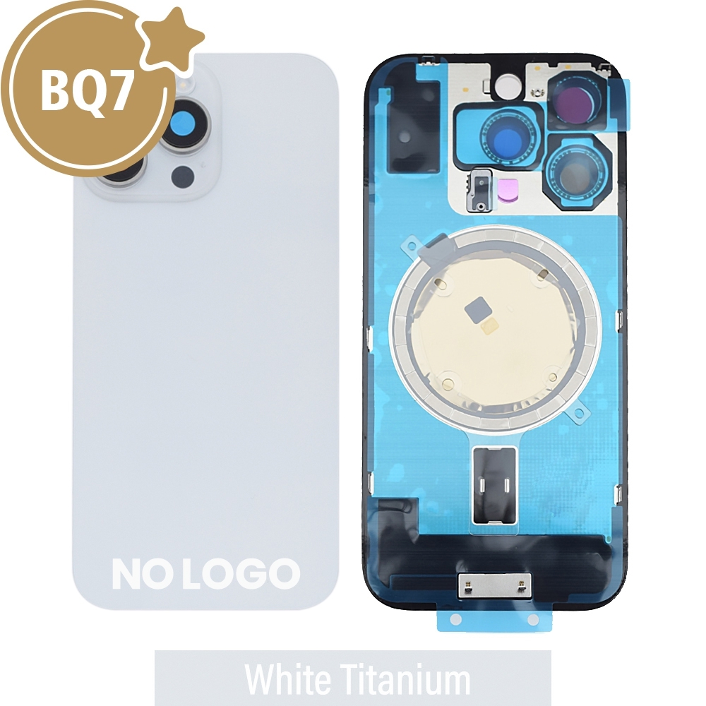 BQ7 Rear Cover Glass with Camera Lens Glass and Magsafe Magnet for iPhone 16 Pro (NO LOGO)-White Titanium