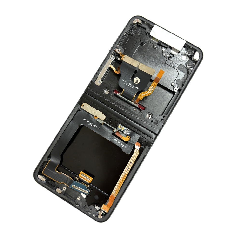 REFURB LCD Screen Digitizer Replacement with Frame for Samsung Galaxy Z Flip 3 5G F711B-Phantom Black