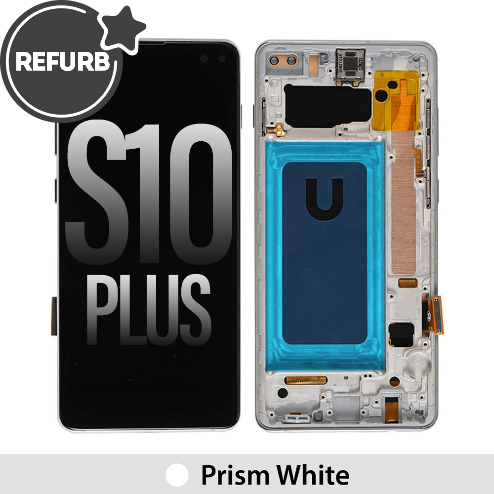 ASSEMBLED OLED Screen Replacement with Frame for Samsung Galaxy S10 Plus G975F-Prism White