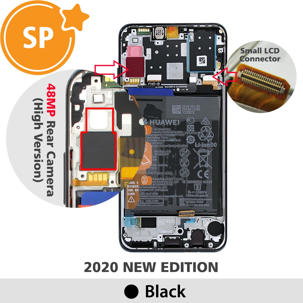 Huawei P30 Lite New Edition 2020 LCD Screen Digitizer 02353FPX (Service Pack)-Black- This is 2020 new edition, not 2019 edition, please read carefully