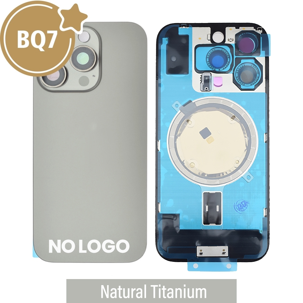 BQ7 Rear Cover Glass with Camera Lens Glass and Magsafe Magnet for iPhone 16 Pro (NO LOGO)-Natural Titanium