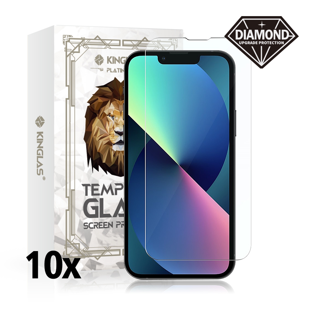 Kinglas 10 Packs Tempered Glass Screen Protector*iPhone 13 Pro Max / 14 Plus (Diamond Glass & Japan Glue Upgrade)