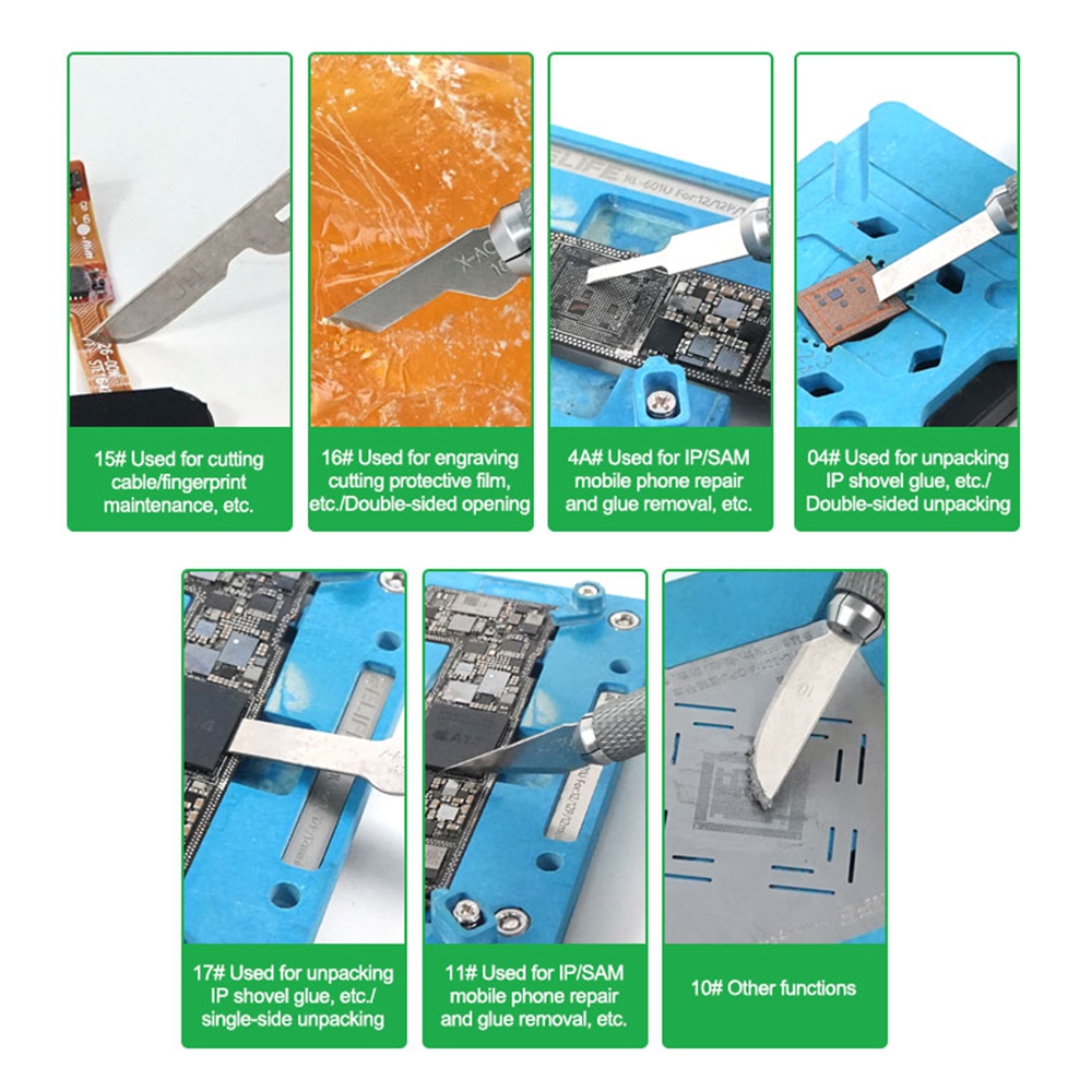 RELIFE RL-101B 8 in 1 CPU Remove Glue Blade Knife Set