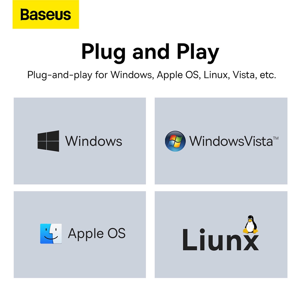 Baseus Lite Series Ethernet Adapter USB-A to RJ45 LAN Port 1000Mbps