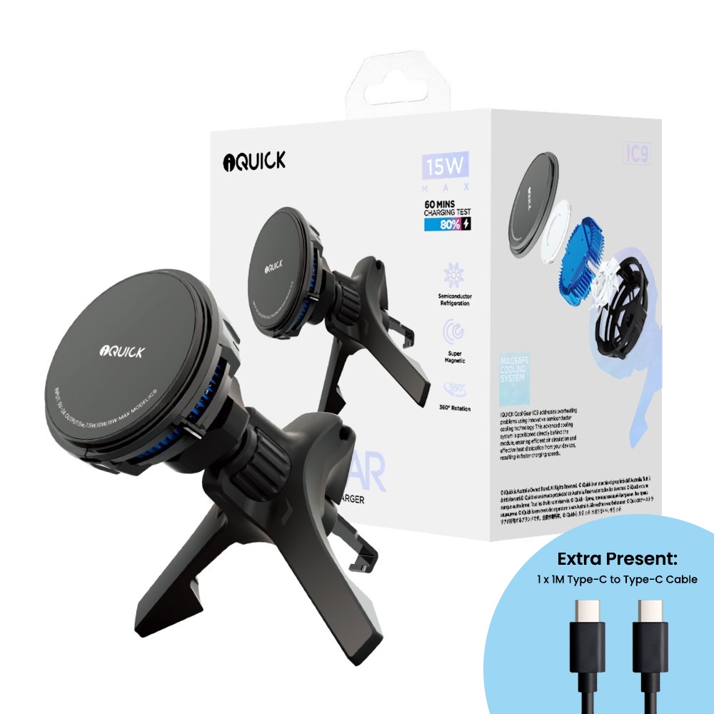 iQuick Magnetic Car Mount Charger with Cooling Semiconductor Radiator IC9 COOLGEAR 15W (IQUICK-C9)