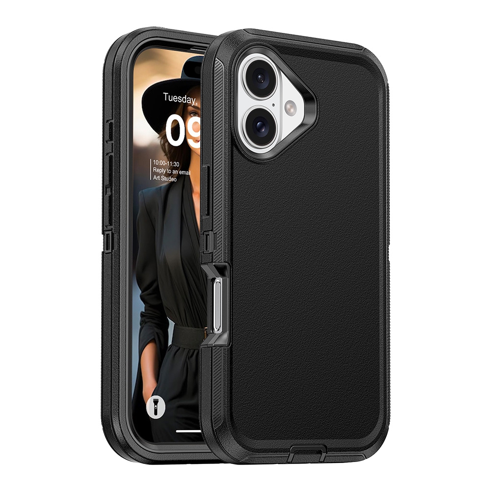 Shockproof Robot Armor Hard Plastic Magsafe Case with Belt Clip for iPhone 17 Air-Navy