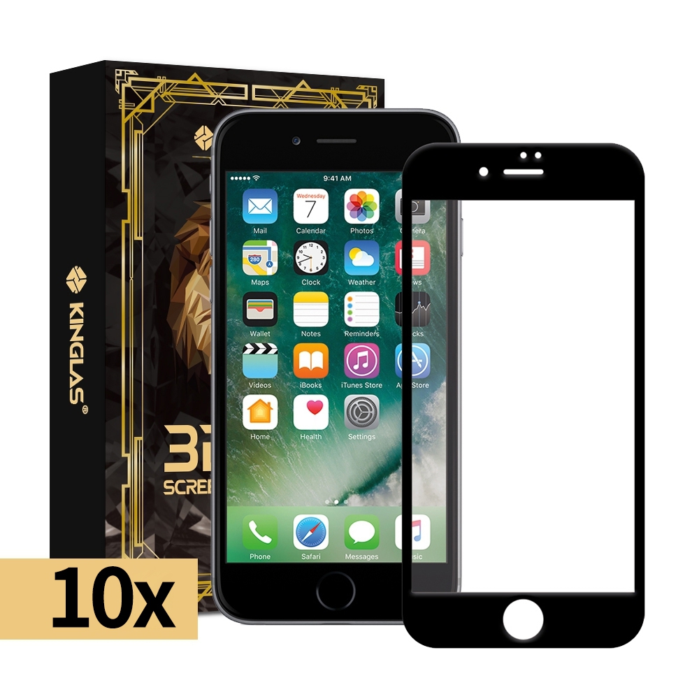 Kinglas 10 Packs Full Coverage Tempered Glass Screen Protector For iPhone 7 / 8
