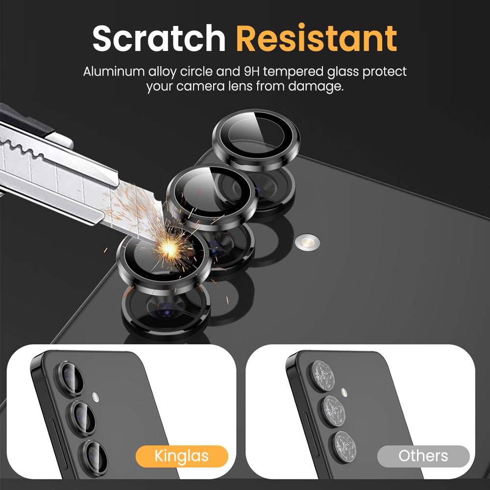 Kinglas Metal Ring HD Tempered Glass Camera Lens Protector Film*Samsung Galaxy S25 Ultra-Grey