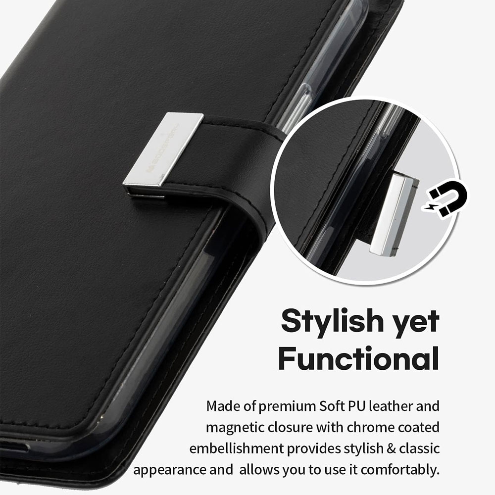 Mercury Rich Diary Case for iPhone 15 Pro Max-Gold