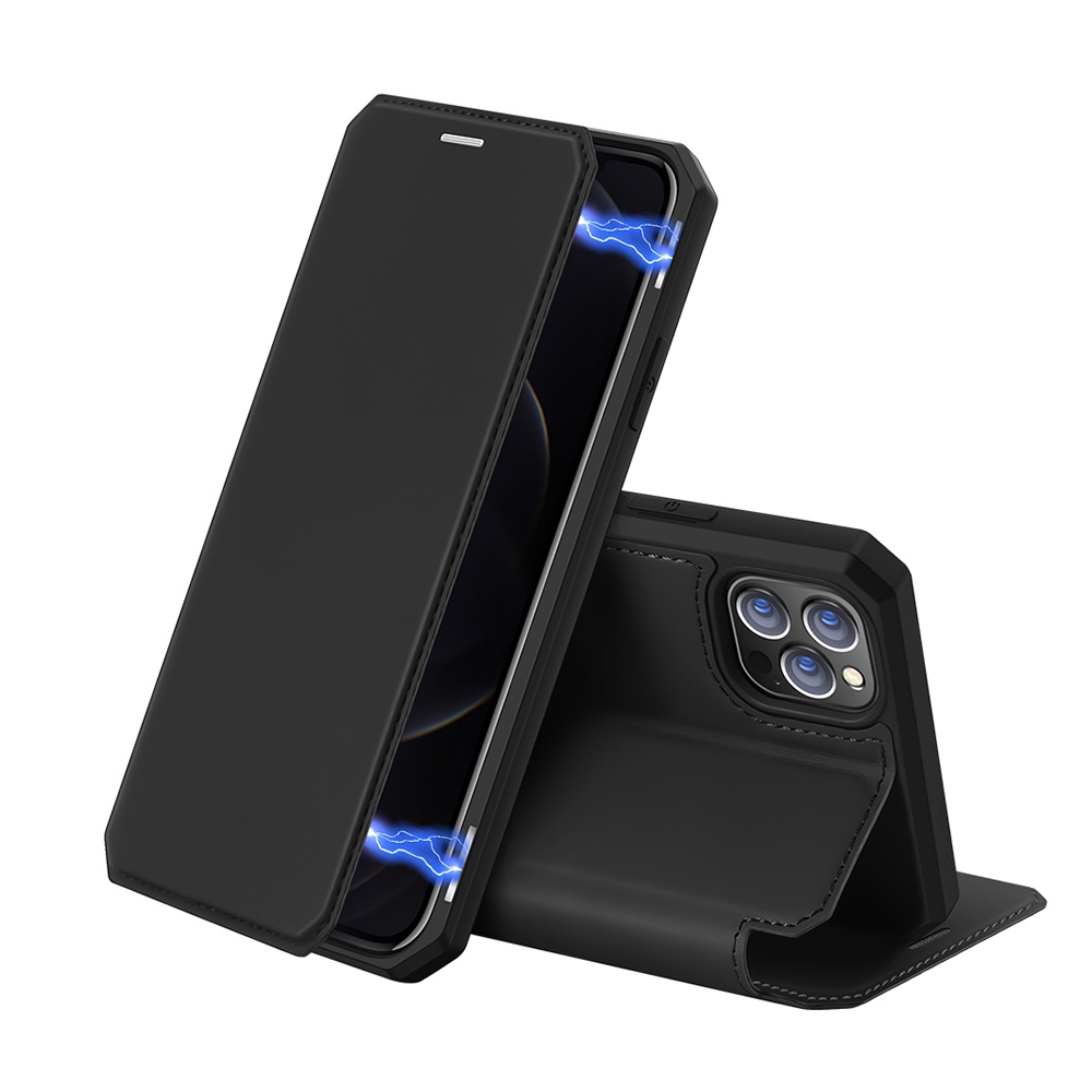 DUX DUCIS SKIN-X Series Magnetic Flip Case Cover for iPhone 12 Pro Max (6.7'')-Black