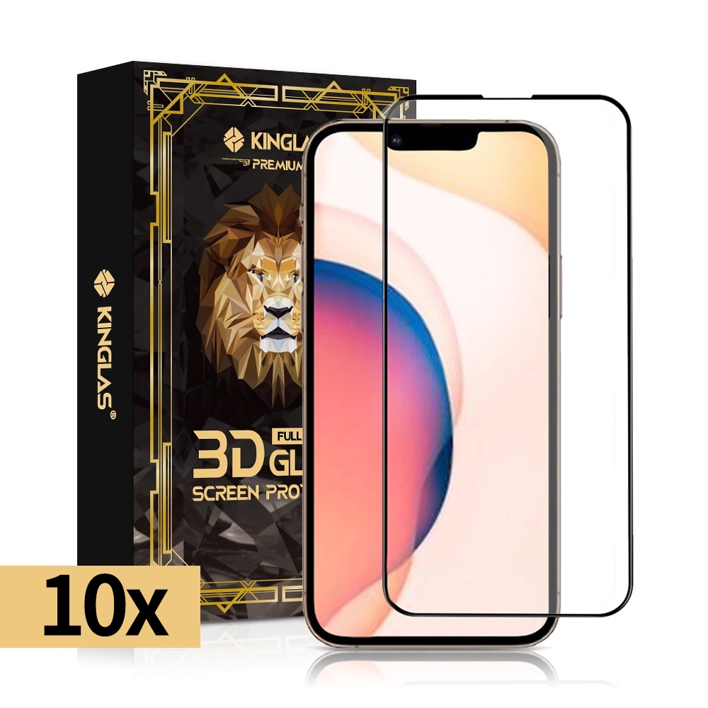 Kinglas 10 Packs Full Coverage Tempered Glass Screen Protector For iPhone 13 Pro Max / 14 Plus