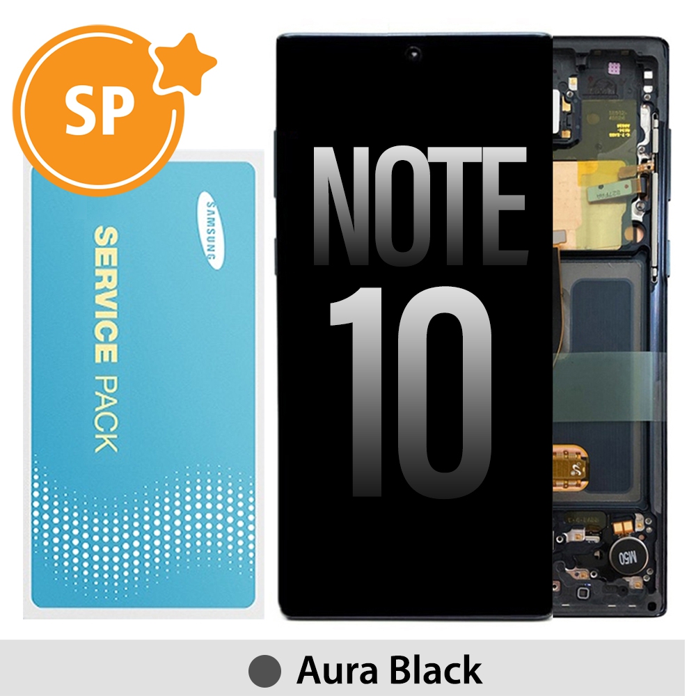 Samsung Galaxy Note 10 N970F OLED Screen Replacement with Frame GH82-20818A (Service Pack)-Aura Black